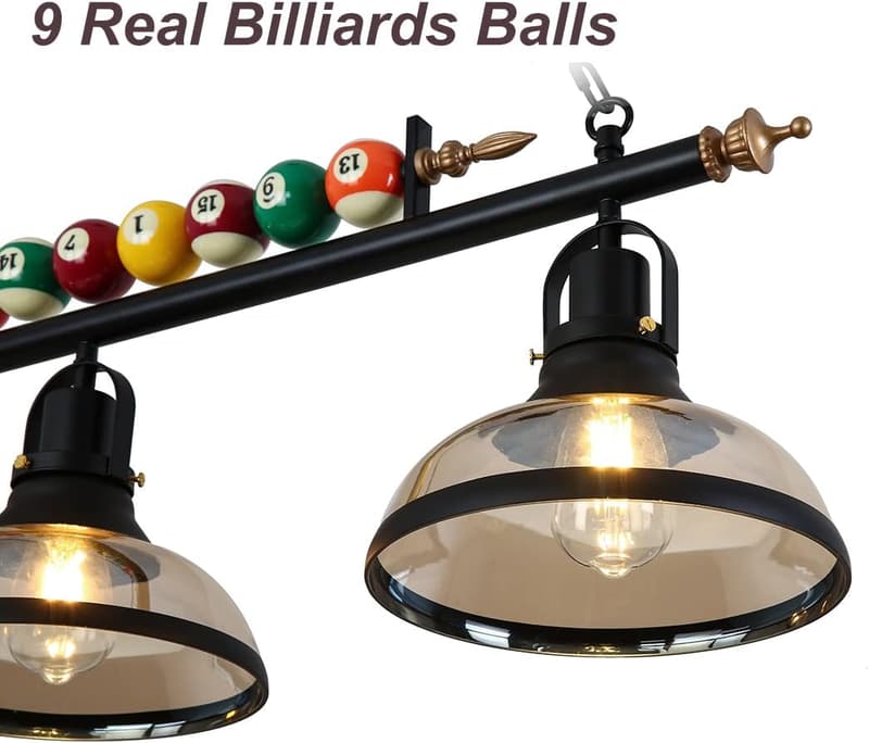 Billiard Pendant Lamp with 3 Glass Shades for Game Rooms