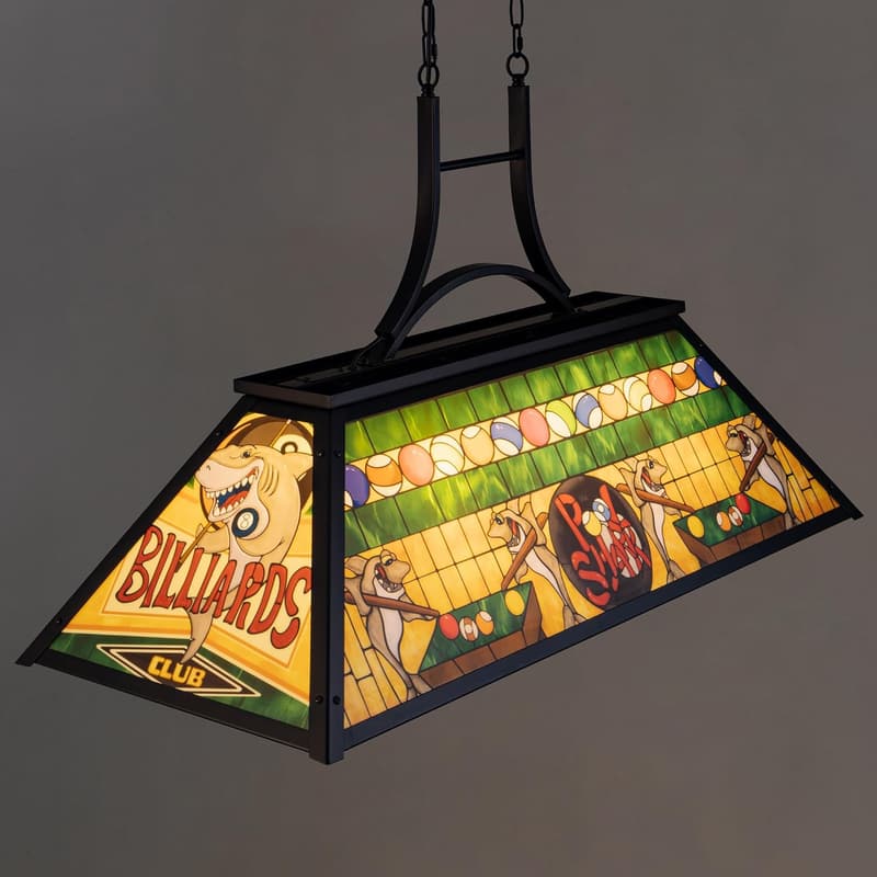 Vintage 3-Light Tiffany-Style Billiards Chandelier for Game Rooms