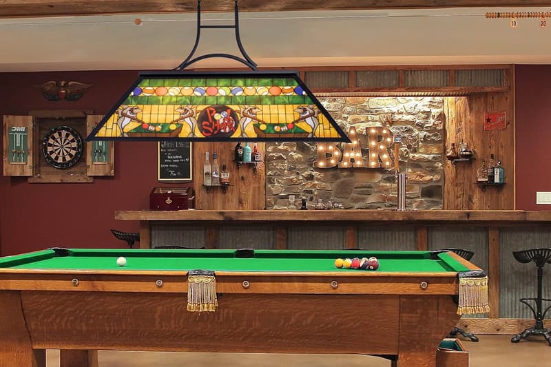 Vintage 3-Light Tiffany-Style Billiards Chandelier for Game Rooms
