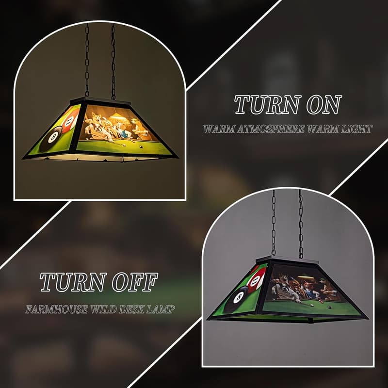 Dogs Playing Billiards Pendant Light for Game Room