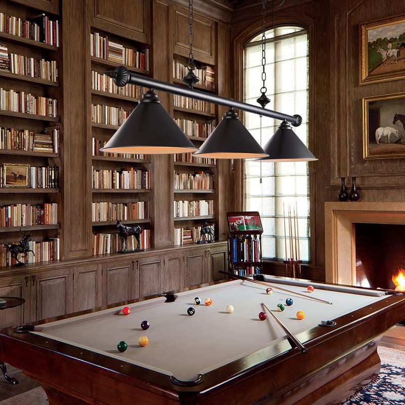Billiard Pool Table Light Pendant with Matte Black Shade