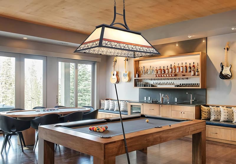 Tiffany Style Billiards Lamp for Game Room, 3-Light Chandelier