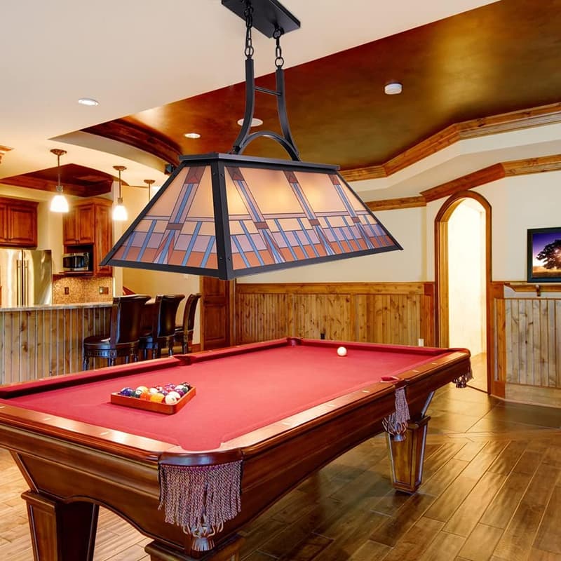 Vintage 3-Light Tiffany-Style Pool Table Pendant Light