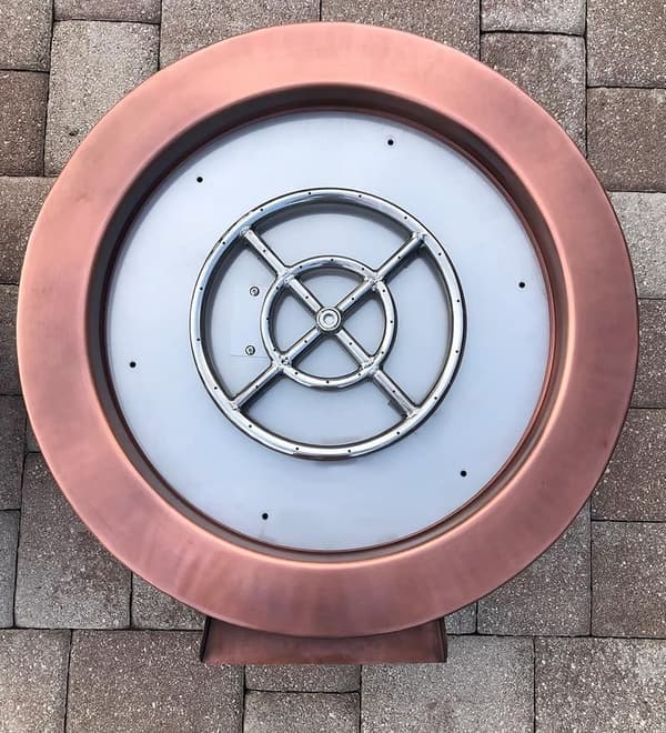 Copper Water Bowl Fountain Fire Pit with 92,000 BTU Burner
