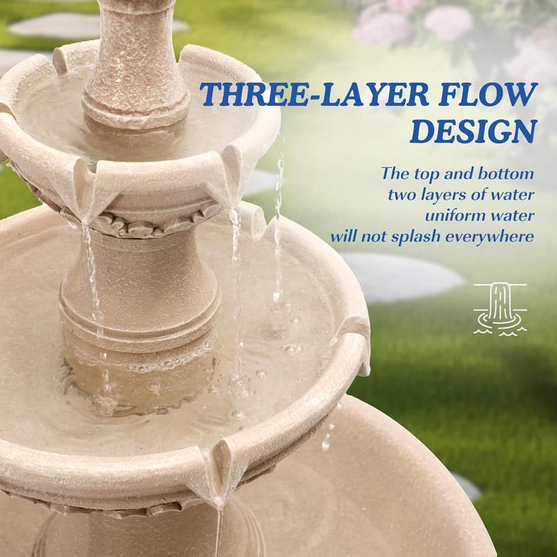 Italian Outdoor Resin Fountain - 48.4'' Cascading Water Feature