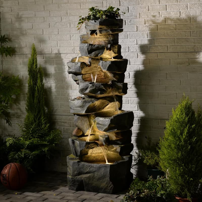 Large 6-Tier Outdoor Water Fountain with LED Lights
