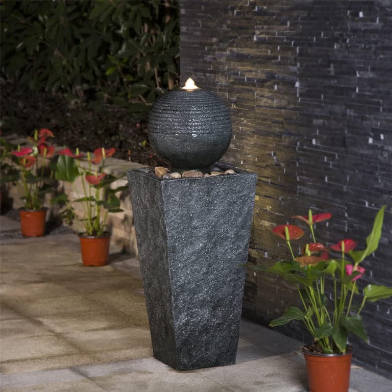 Outdoor LED Water Fountain with Decorative Sphere, 31.69”H