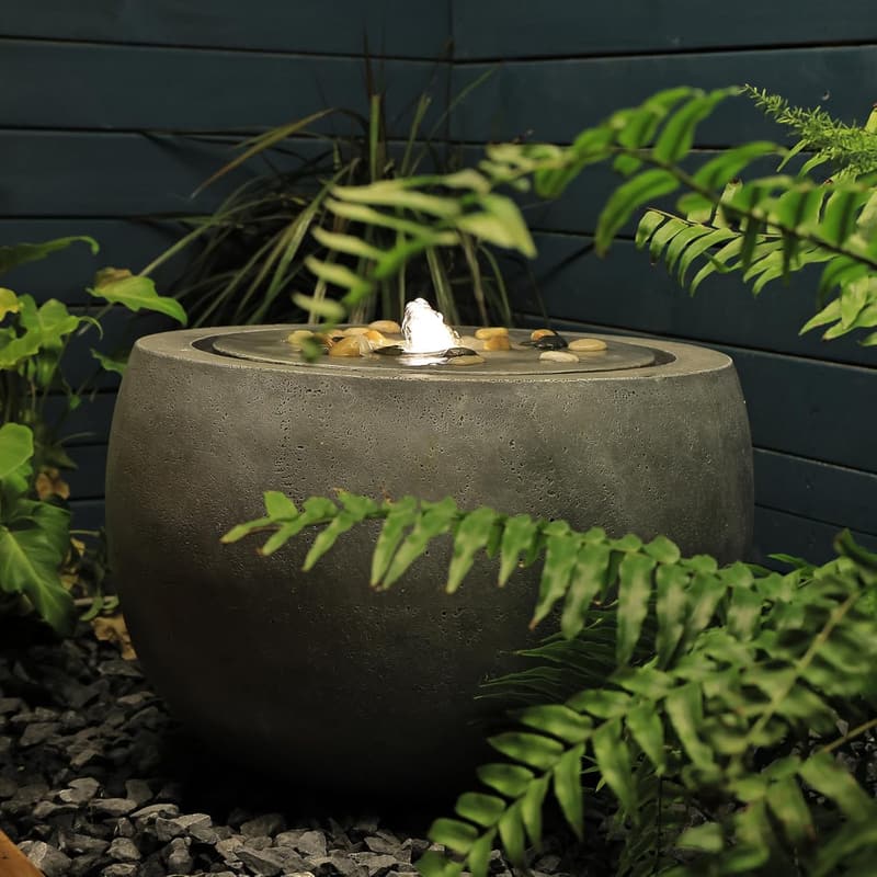 Outdoor Round Water Fountain with Lights and Pump for Home Decor