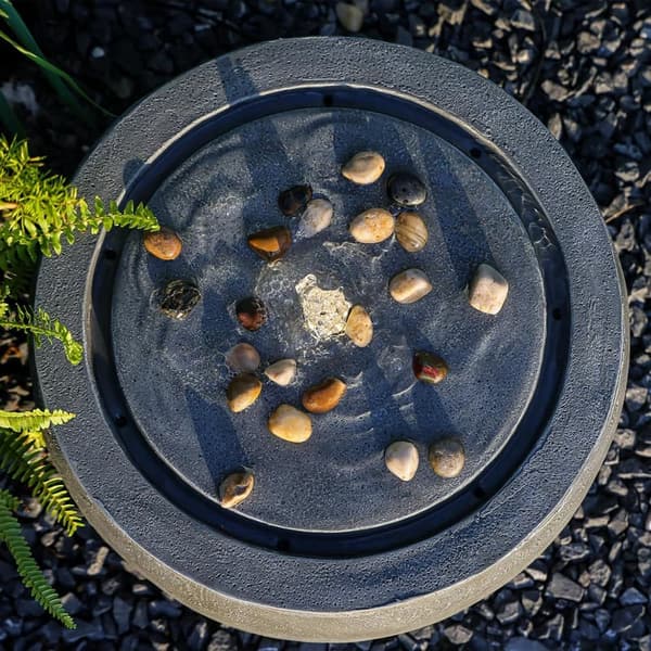 Outdoor Round Water Fountain with Lights and Pump for Home Decor