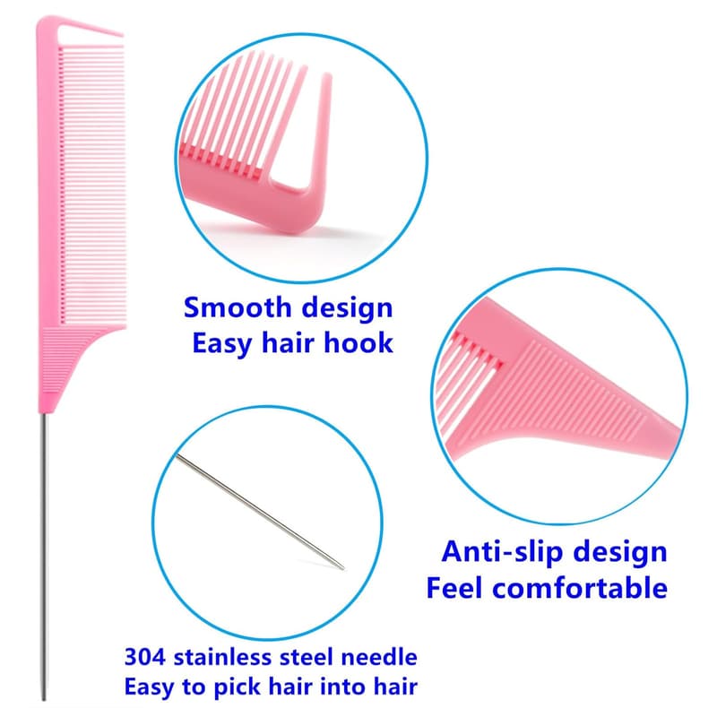 Hair Styling Tool Set for Women - 9 pcs Topsy Tail & Comb Set