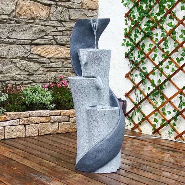 YZM 35.43 Inch Simple Resin Waterfall Fountain for Outdoor Decor