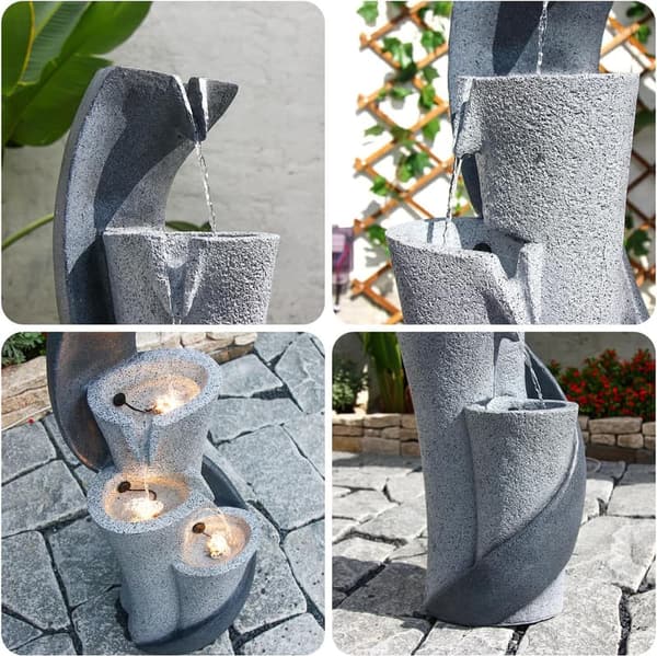 YZM 35.43 Inch Simple Resin Waterfall Fountain for Outdoor Decor