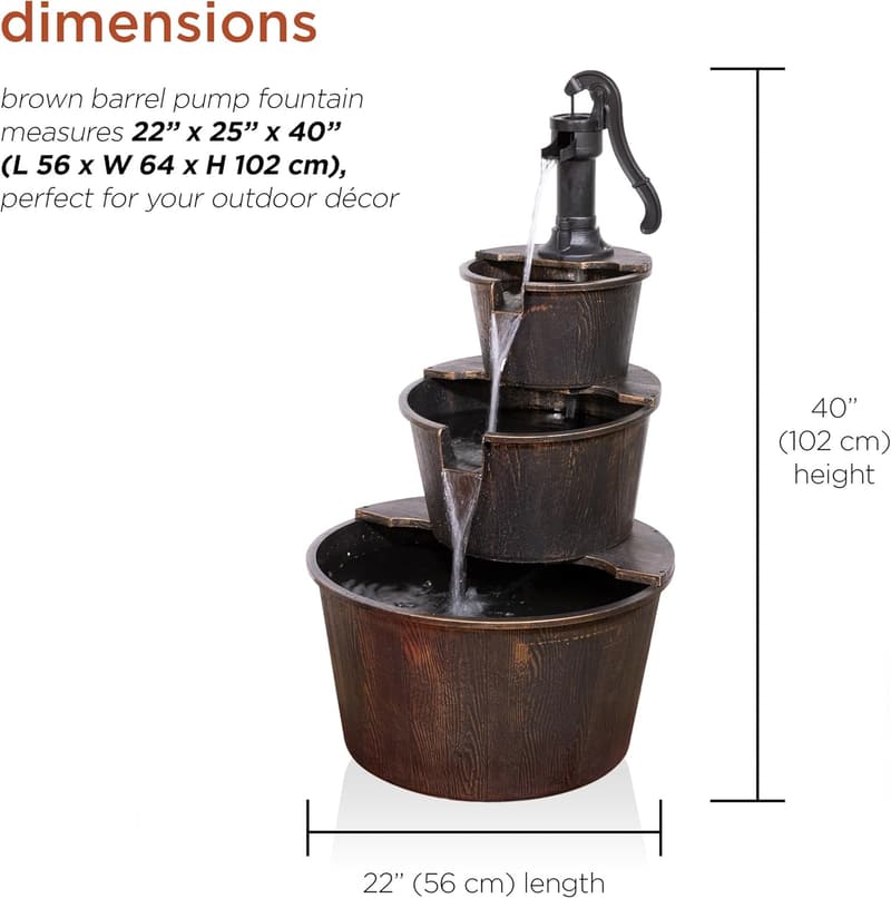 Rustic Outdoor Tiered Water Fountain - 40