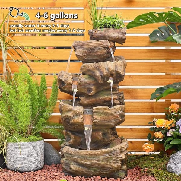 Large 5-Tier Outdoor Garden Water Fountain with LED Lights