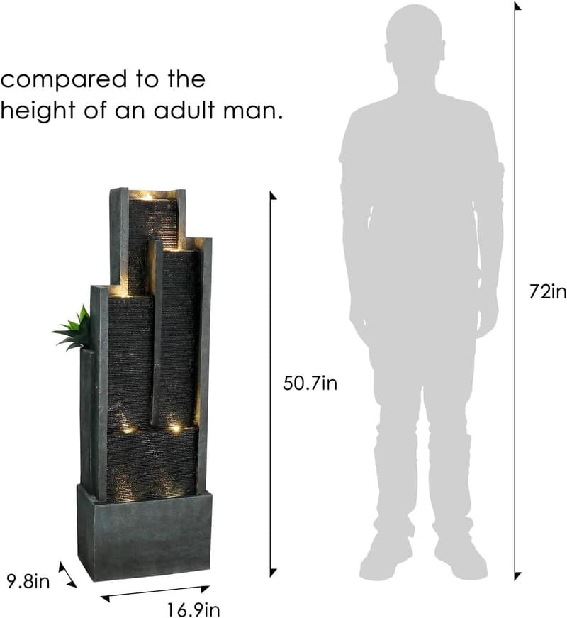 Modern 4-Tier LED Water Fountain for Garden & Patio Decor