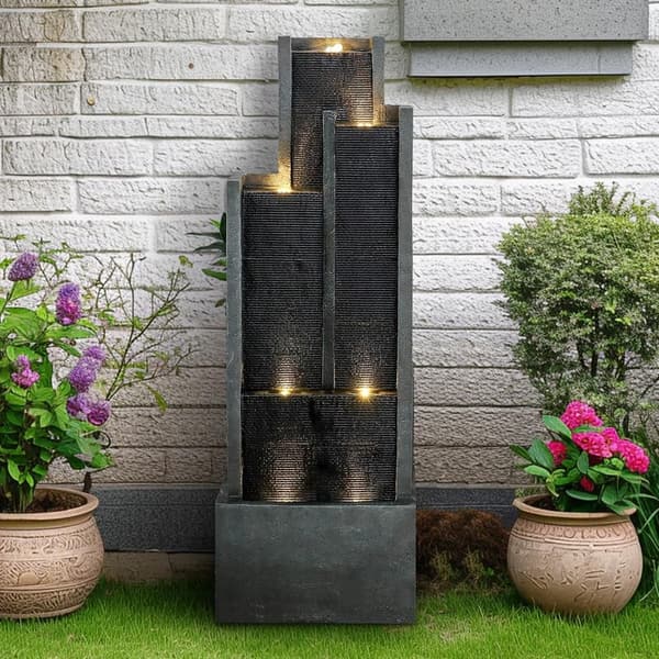 Modern 4-Tier LED Water Fountain for Garden & Patio Decor