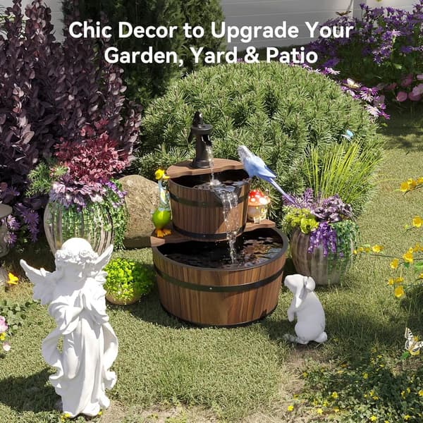 Rustic 2-Tier Outdoor Water Fountain with Electric Pump