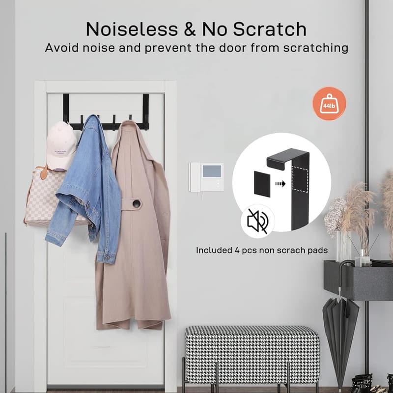 Over-the-Door Coat Rack with 12 Hooks for Bathroom