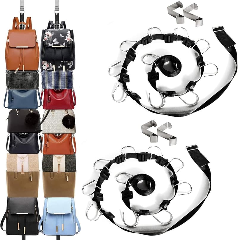 Bag Organizer Hanger Set - 20 Hooks for Handbags (2 Pcs)
