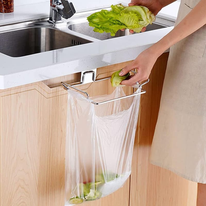 Stainless Steel Under Sink Trash Bag Holder for Kitchen