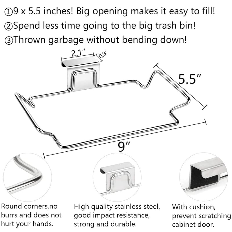 Stainless Steel Under Sink Trash Bag Holder for Kitchen