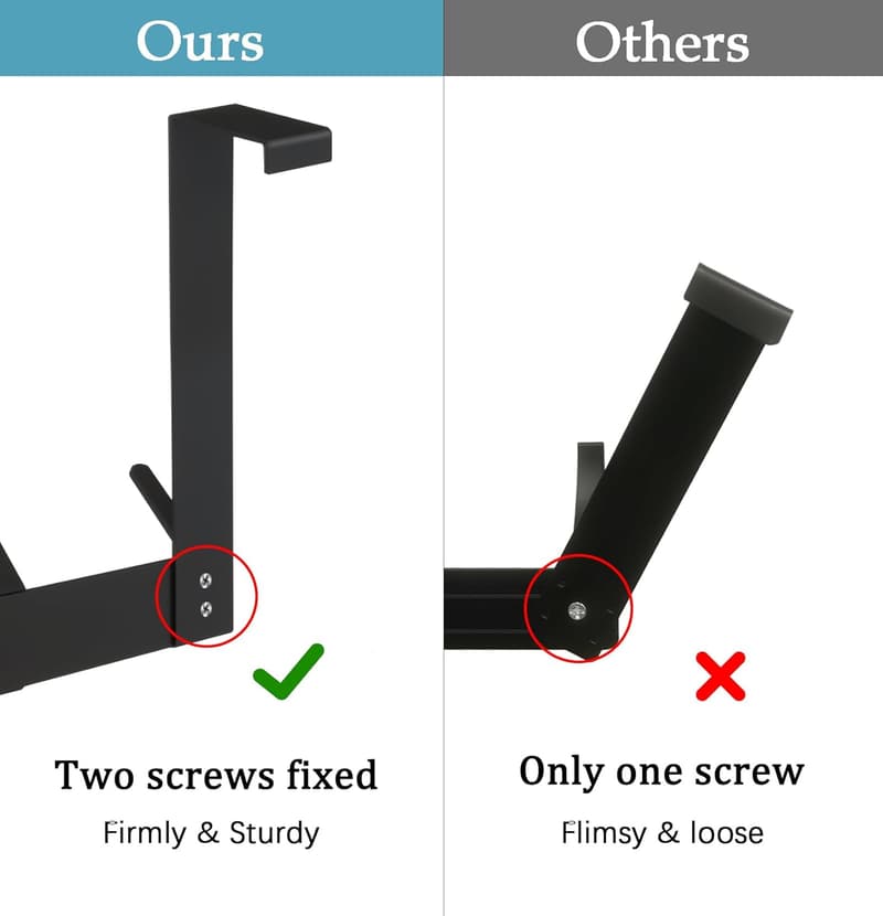 Heavy-Duty Over Door Hook Rack with 12 Hooks - Matte Black