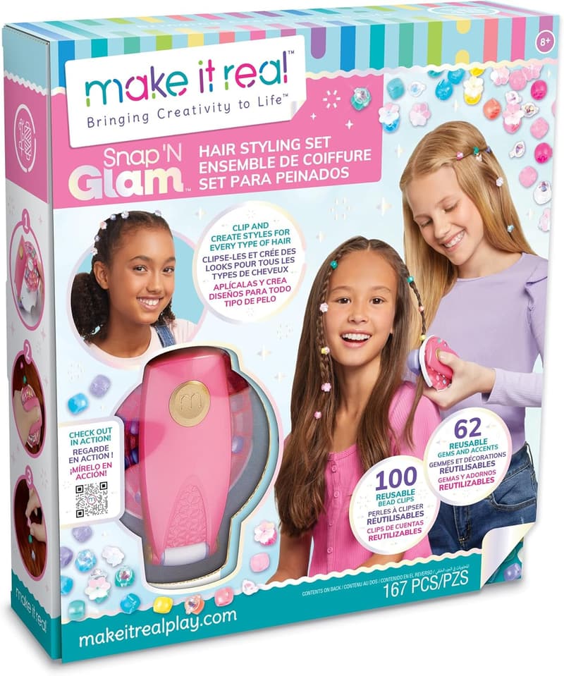 Snap N' Glam Hair Styling Set - Reusable Gems & Clips for Ages 8+