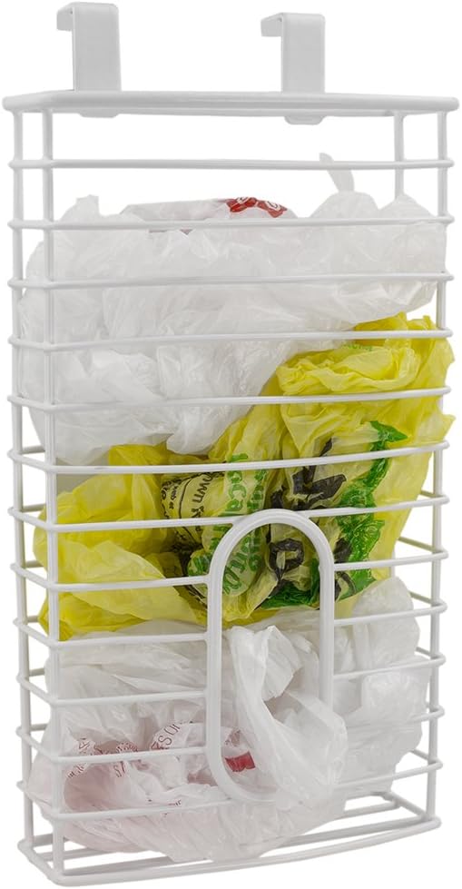 Grocery Bag Holder - White Plastic Organizer