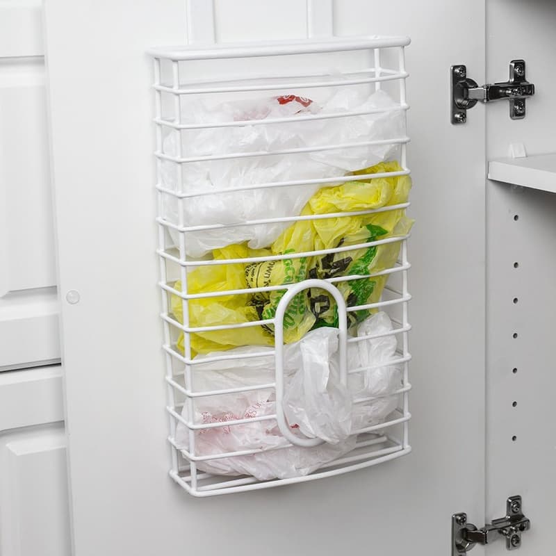 Grocery Bag Holder - White Plastic Organizer