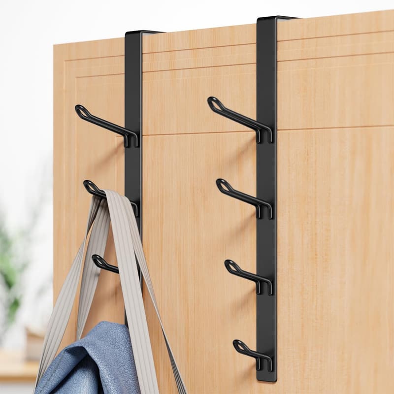 Over-the-Door Hooks for Towels & Clothes – 2 Pack, Black