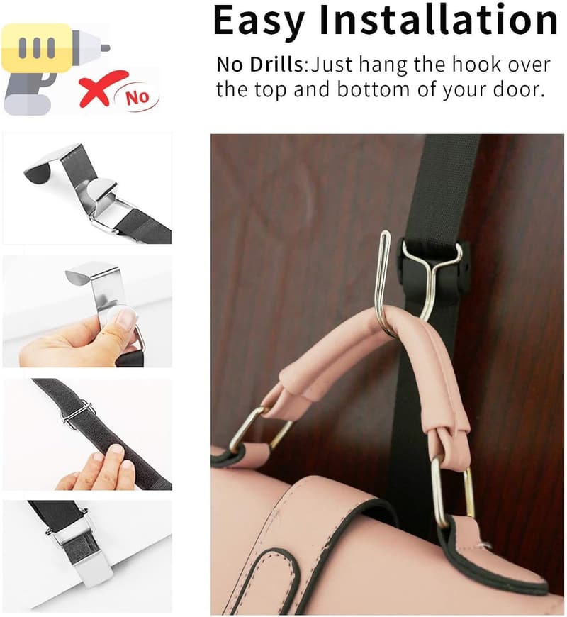 Over-Door Handbag Organizer Rack - Holds 20 Bags (2 pcs)