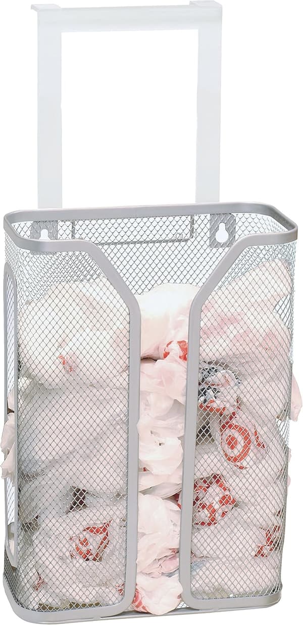 Over-the-Cabinet Grocery Bag Holder - Silver