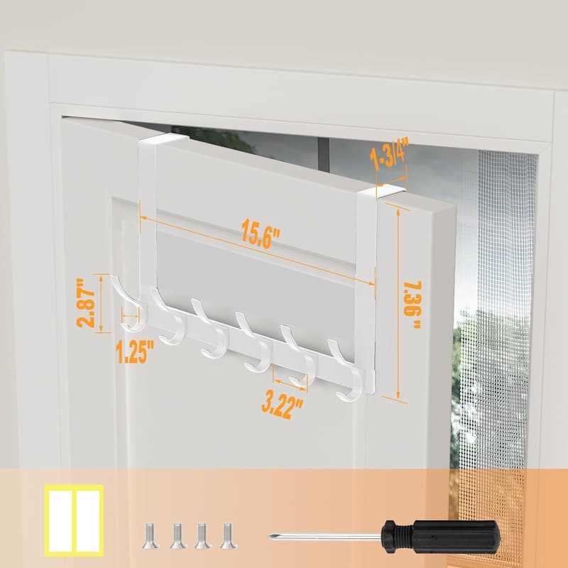 Large Over-The-Door Hooks - Heavy Duty Towel Rack with 12 Hooks