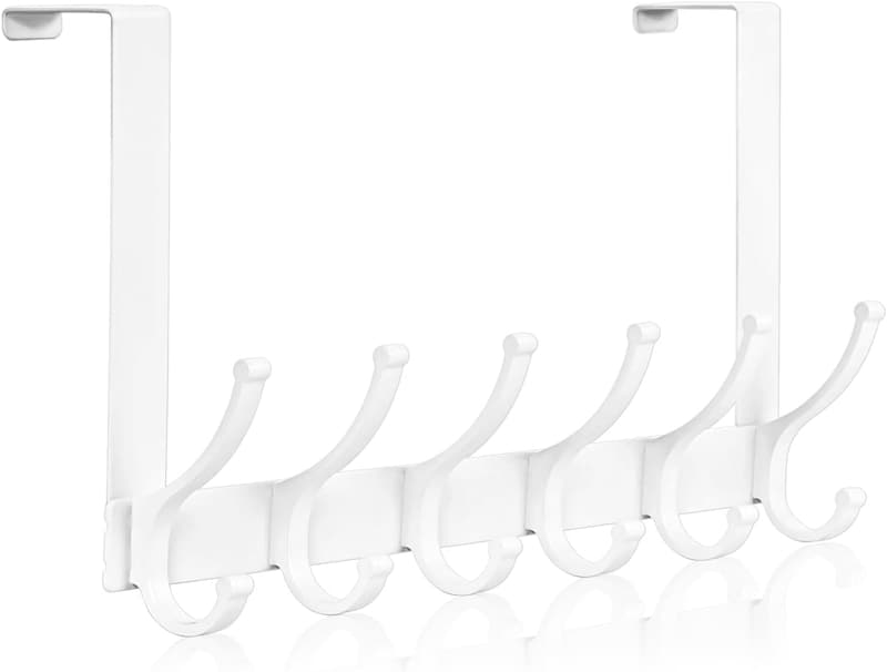 Over-the-Door Hooks for Towel and Coat Storage (White)