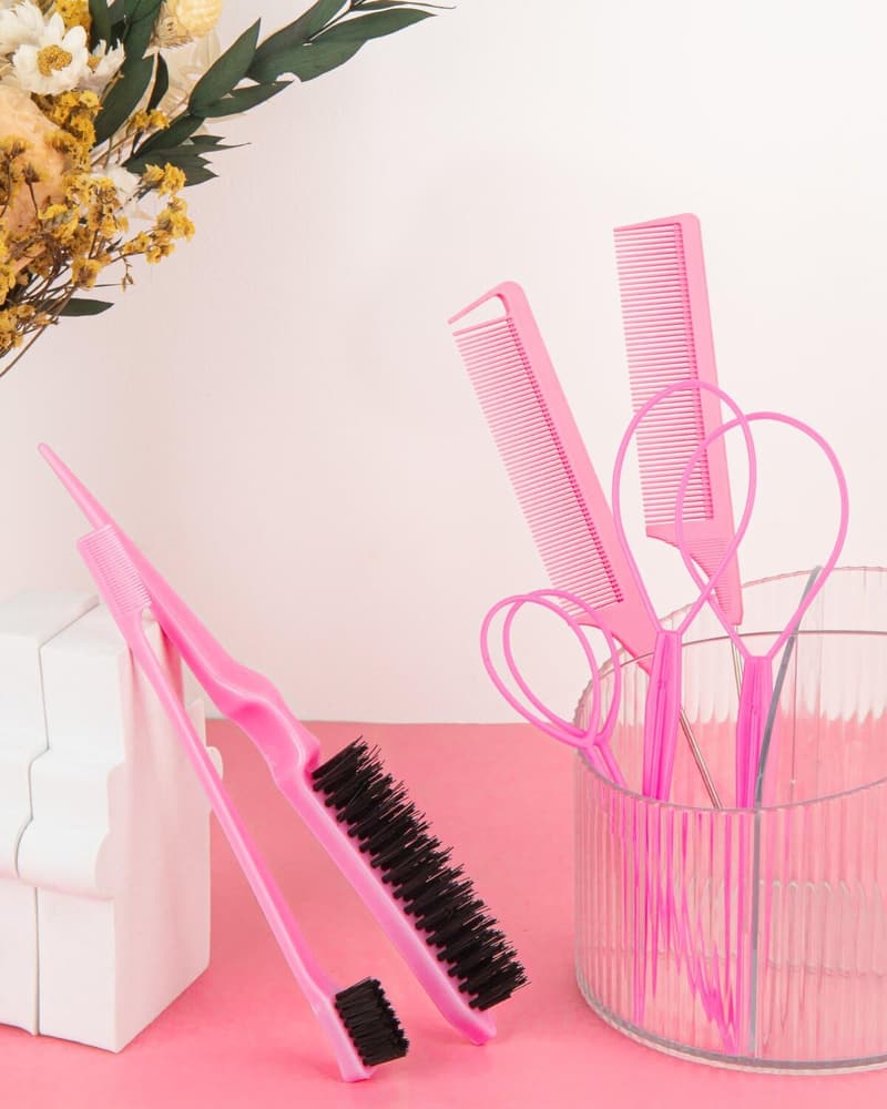 Hair Styling Combs Set for Women - 8-Piece Pink Collection