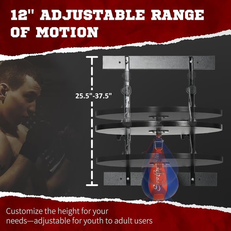 Wall-Mounted Boxing Speed Bag Platform with 360-Degree Swivel