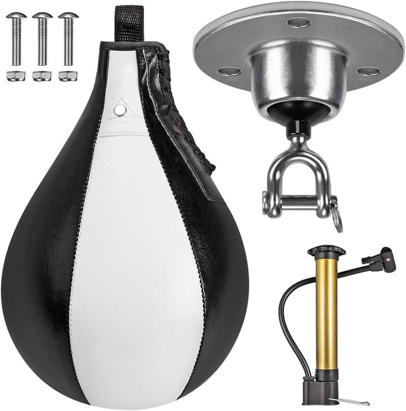 Boxing Speed Bag Kit - Premium Leather with 360° Swivel