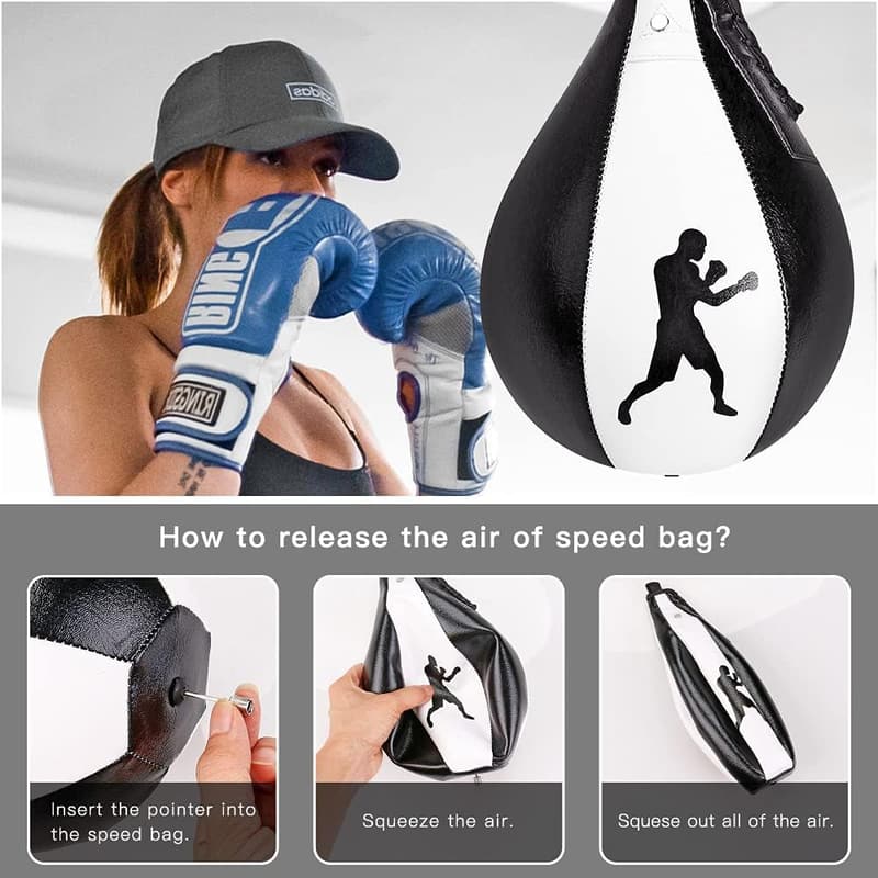 Boxing Speed Bag Kit - Premium Leather with 360° Swivel