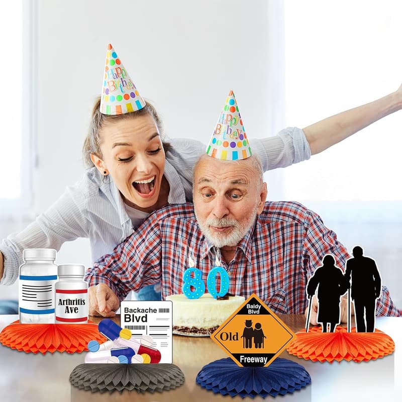 Over the Hill Birthday Centerpieces - 9 Pcs Honeycomb Decor
