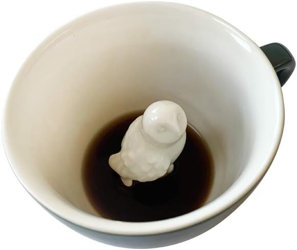 Emerald Green Owl Ceramic Cup with Hidden 3D Animal