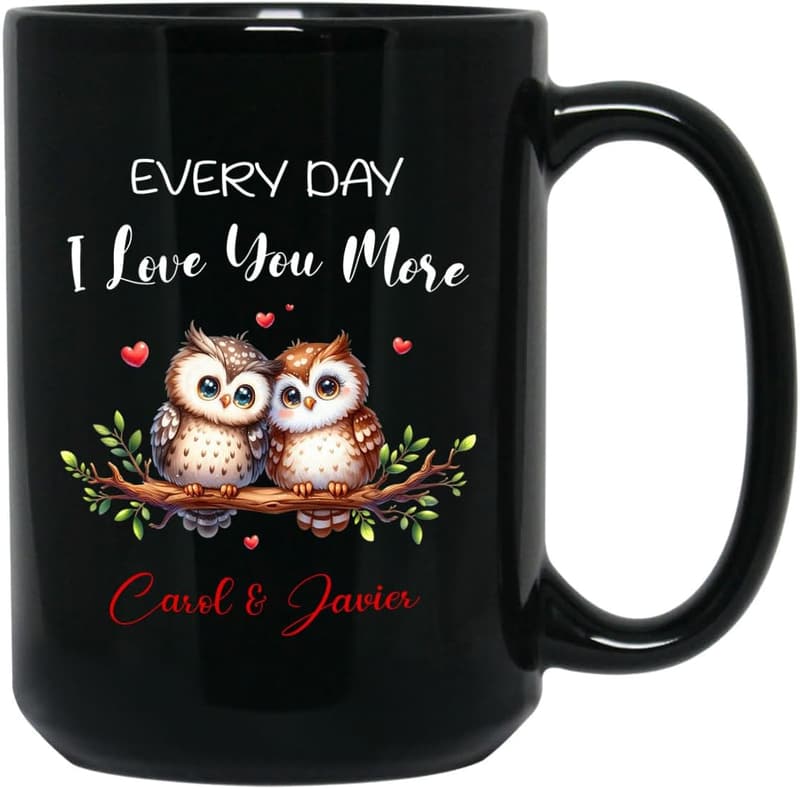 Personalized Owl Coffee Mug for Couples' Anniversary Gift