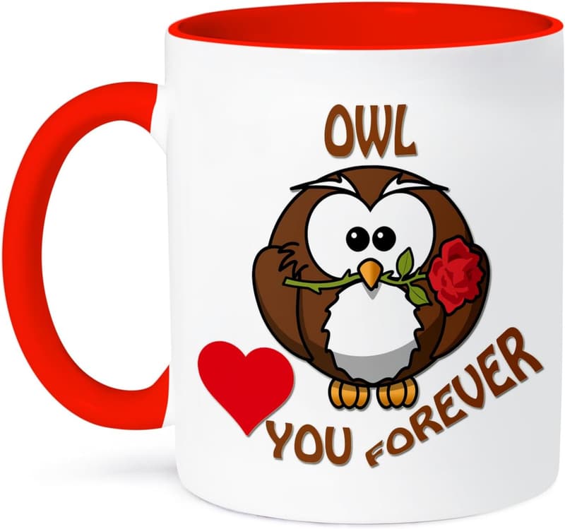 Owl Love Forever Two-Tone Mug, 11 oz, Red