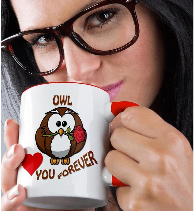 Owl Love Forever Two-Tone Mug, 11 oz, Red