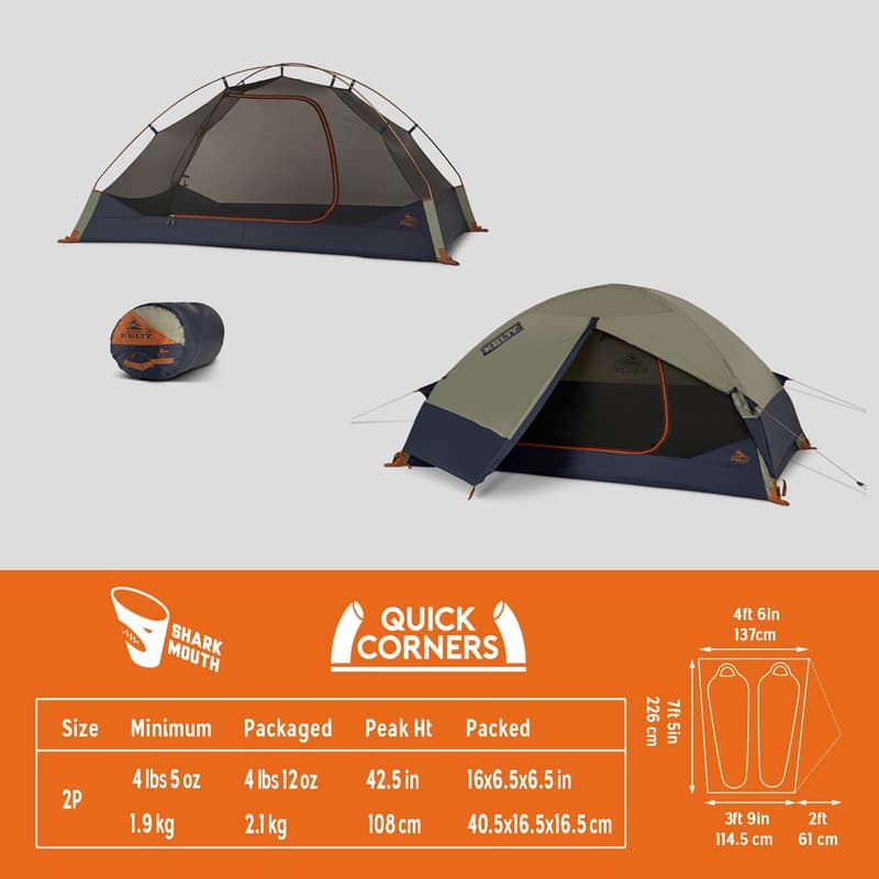 Lightweight 2-Person Backpacking Tent with Waterproof Fly