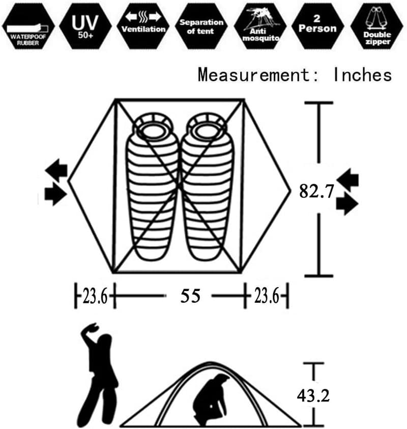 Lightweight 2-3 Person 3-4 Season Camping Tent with Awning