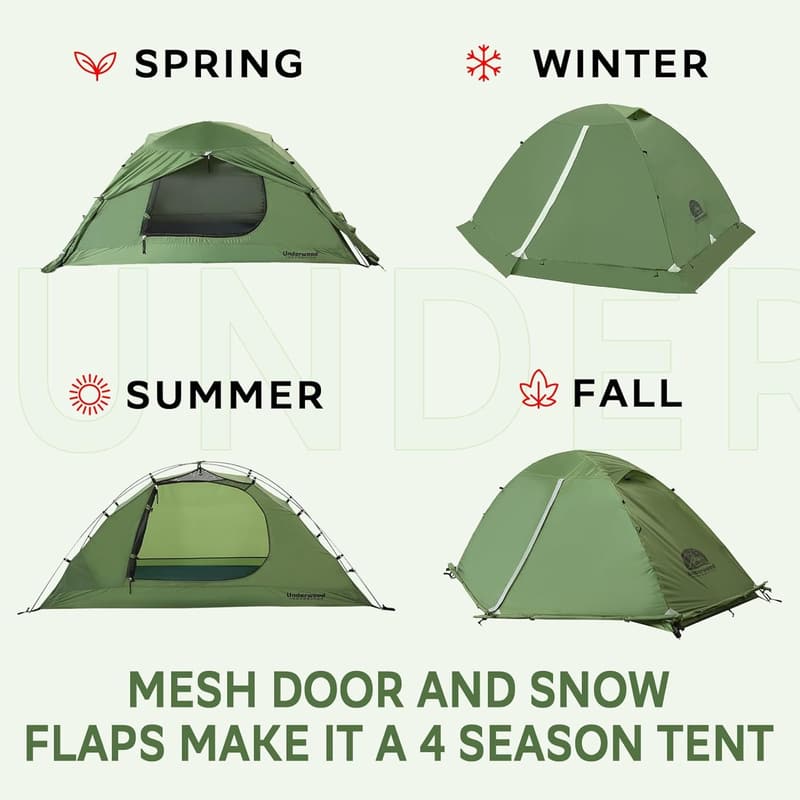 Lightweight 4-Season Waterproof Backpacking Tent for 1 Person