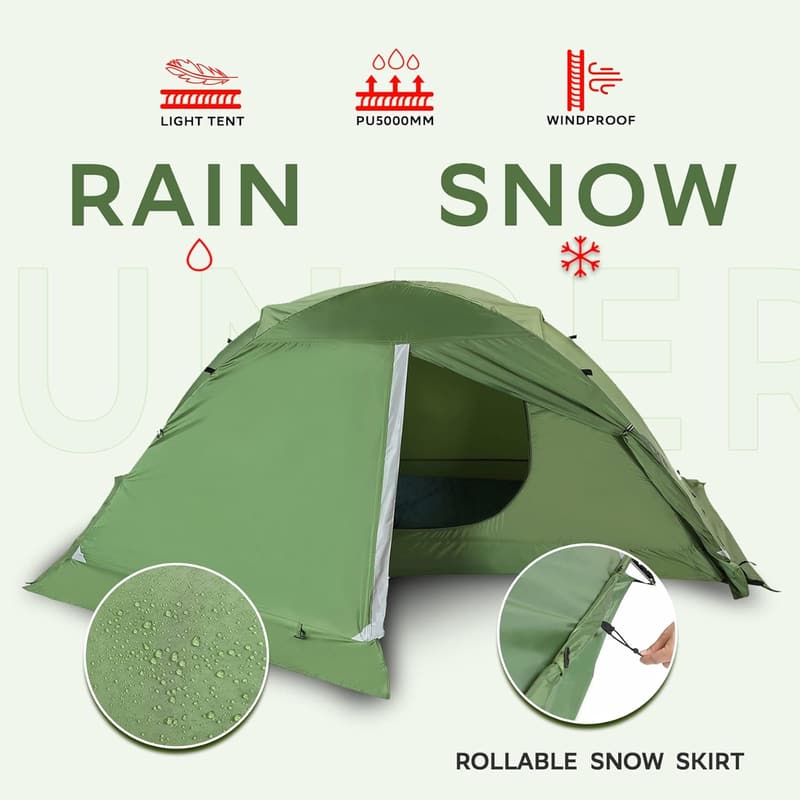 Lightweight 4-Season Waterproof Backpacking Tent for 1 Person