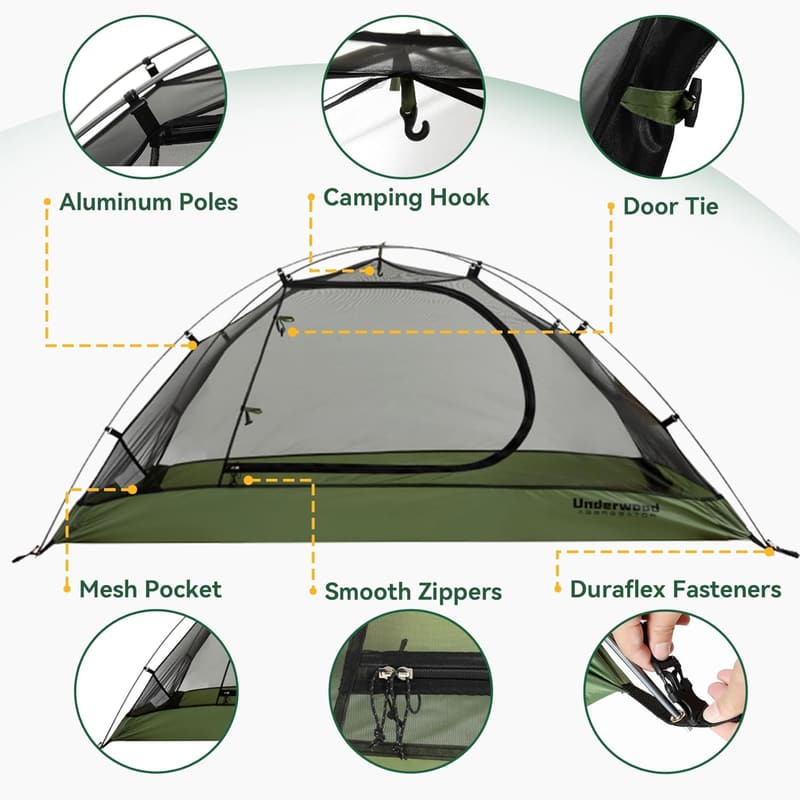 Ultralight Waterproof 3-Season Camping Tent for Backpacking