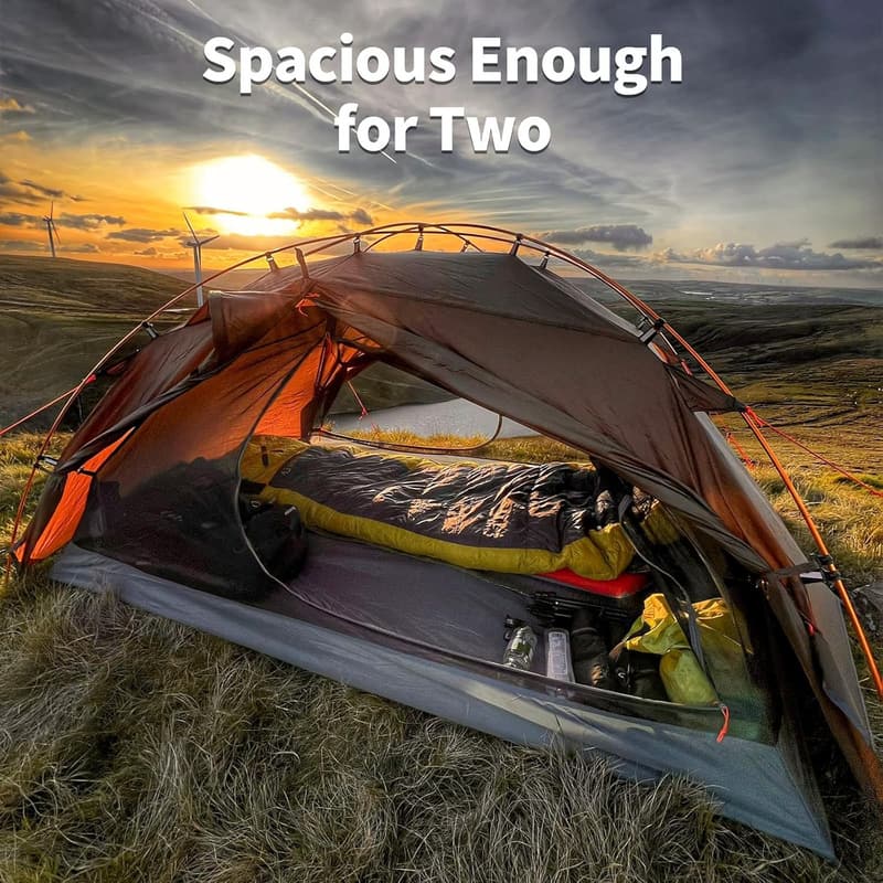 Lightweight 2-Person Waterproof Backpacking Tent with Fast Setup