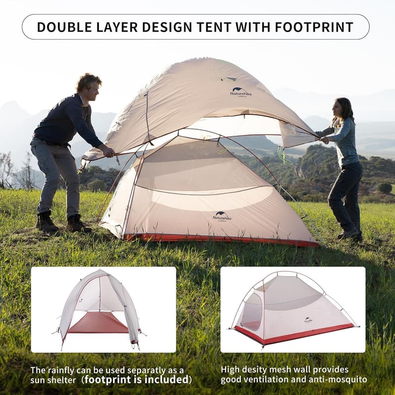 Lightweight 2-Person Backpacking Tent with Footprint